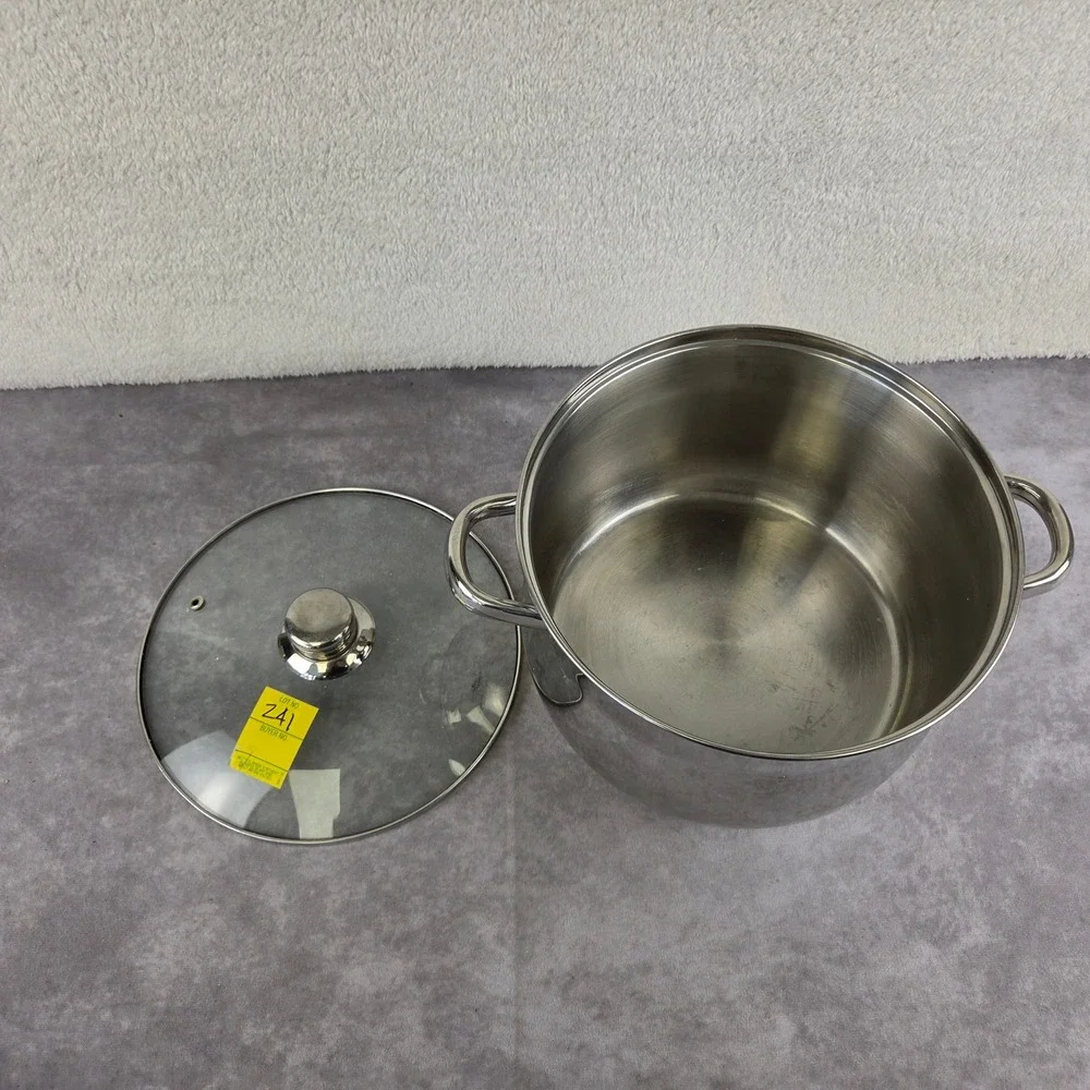 Chefline Artistic Pro Stainless Steel Stock Pot with Glass Lid Silver 24cm